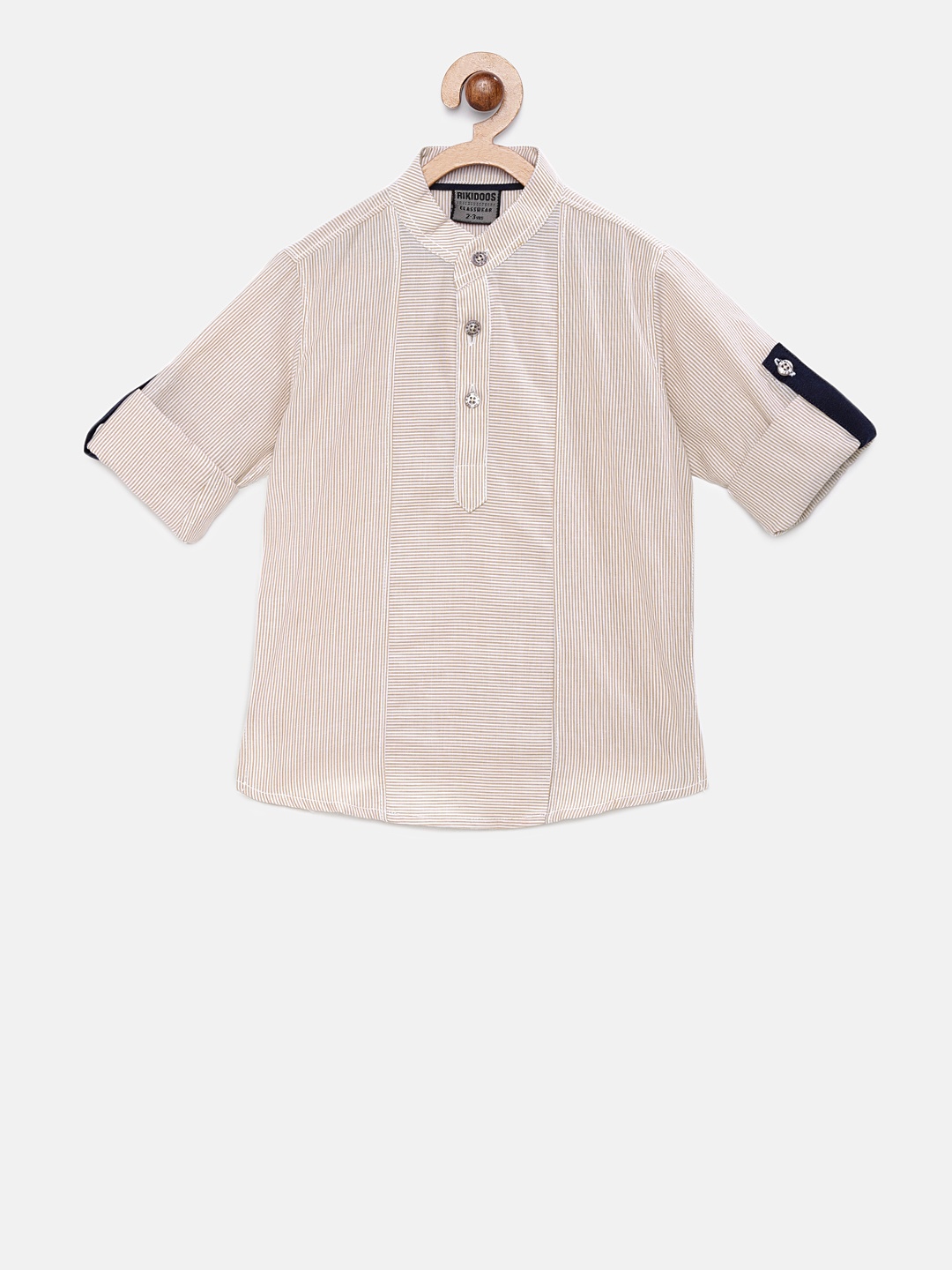 

RIKIDOOS Boys Brown Solid Straight Kurta