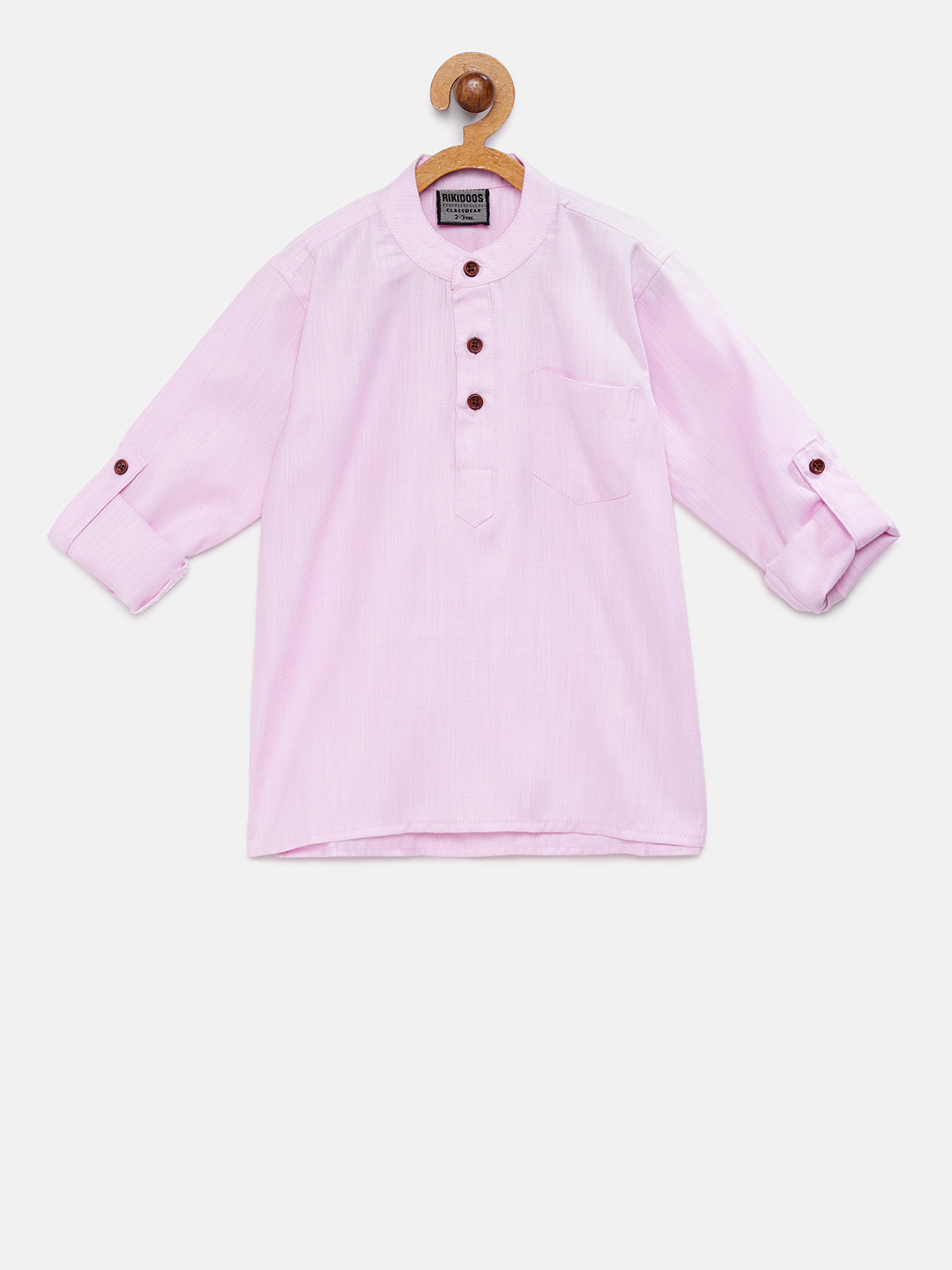 

RIKIDOOS Boys Pink Solid Straight Kurta