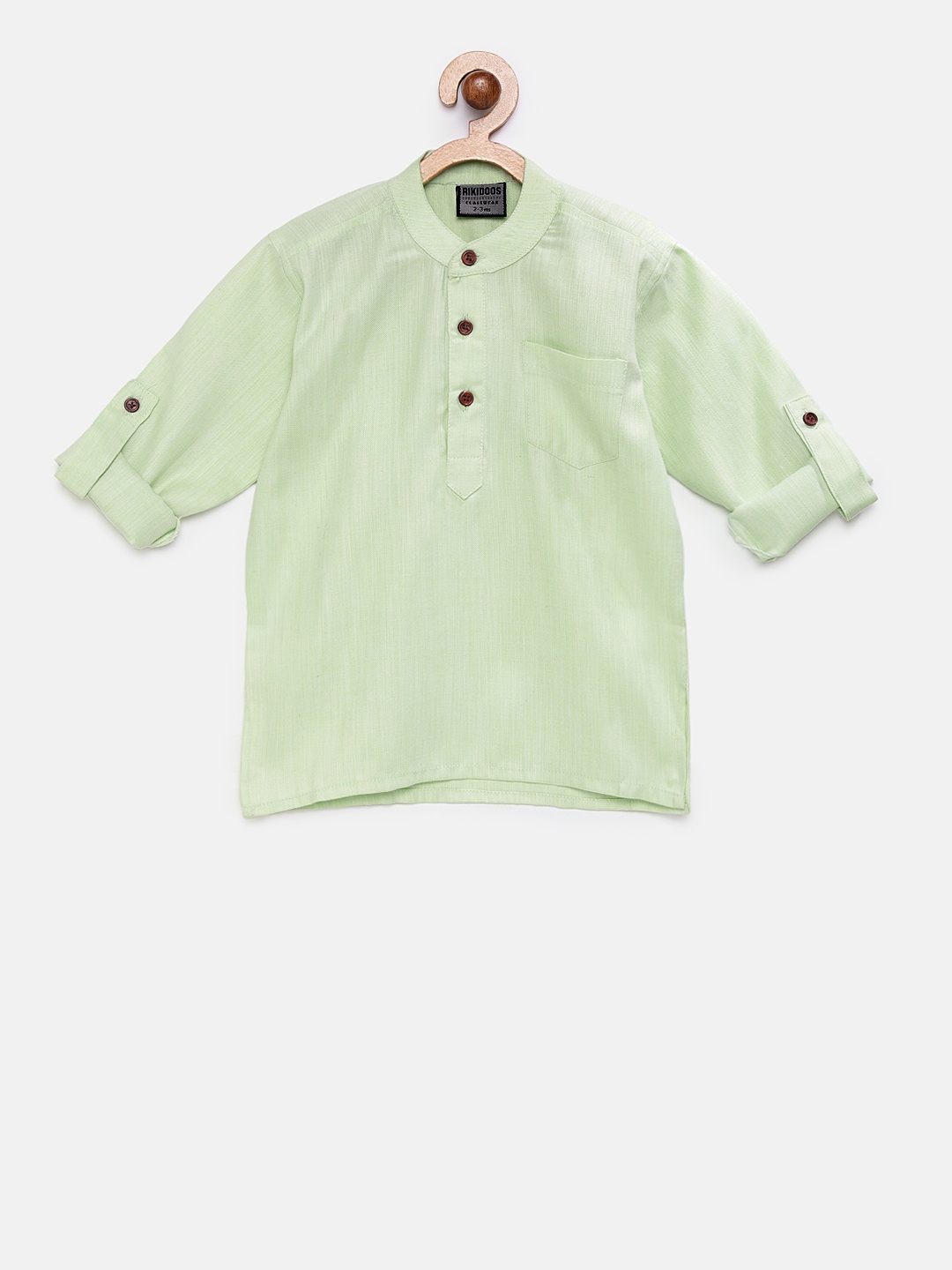 

RIKIDOOS Boys Green Solid Straight Kurta