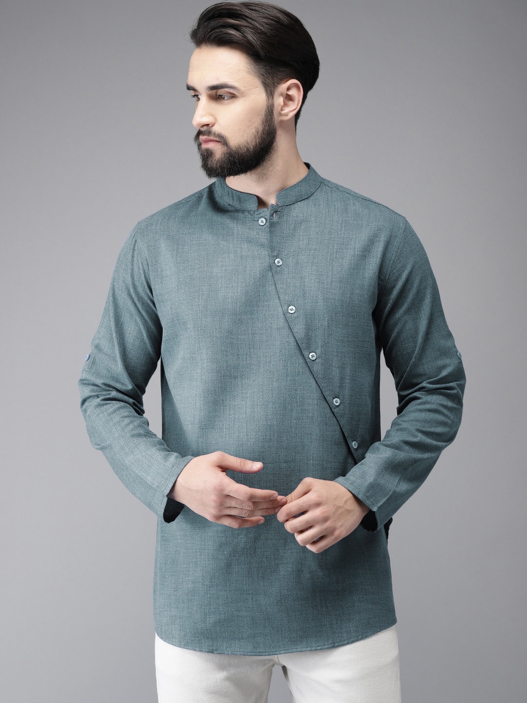 

Anouk Men Blue Solid Straight Kurta