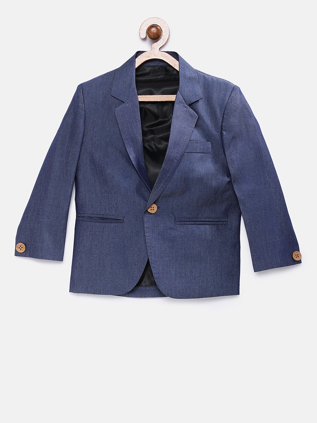 

RIKIDOOS Boys Navy Blue Self-Design Regular Fit Single Breasted Casual Blazer