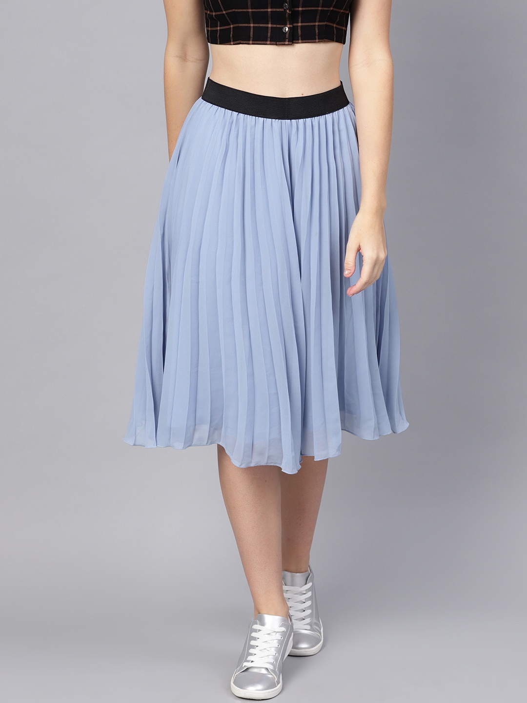 

SASSAFRAS Blue Accordian Pleat Flared Skirt