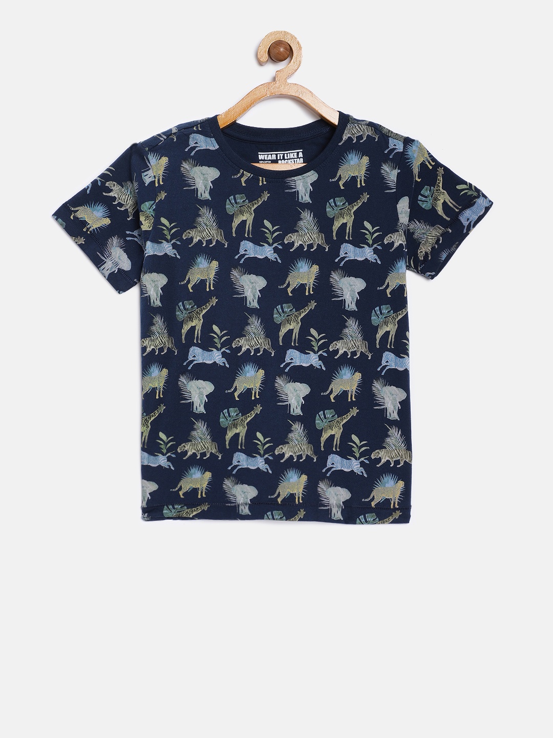 

Flying Machine Boys Blue Printed Round Neck T-shirt