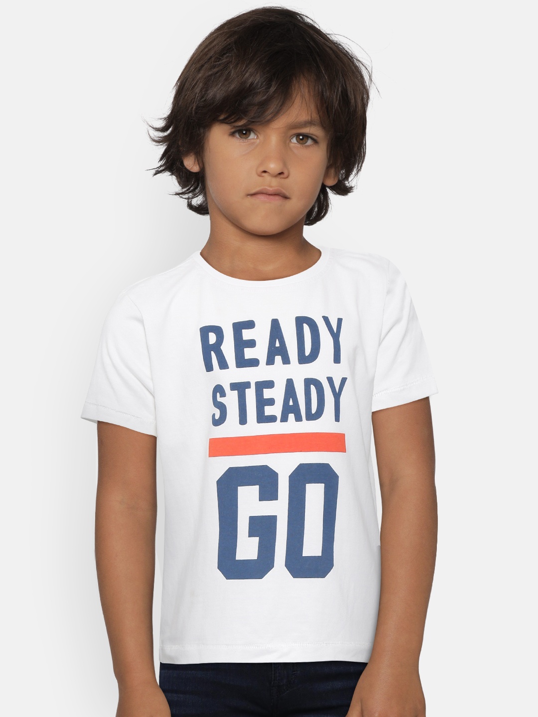 

Flying Machine Boys White Printed Round Neck T-shirt