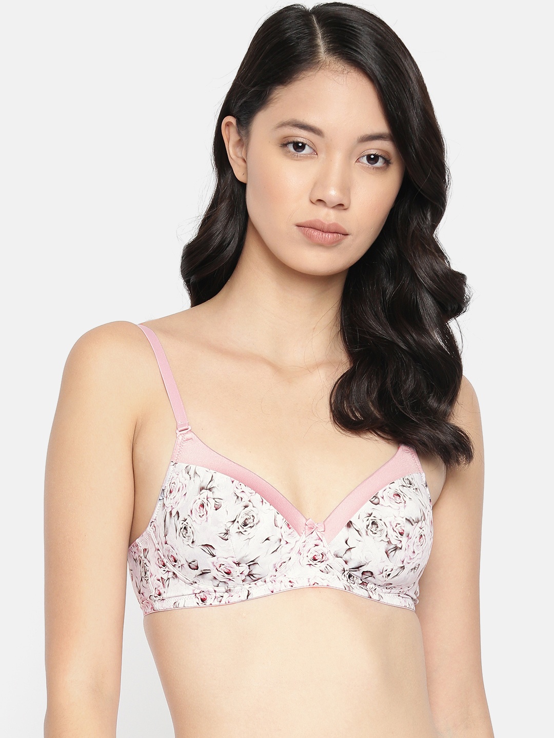 

Amante Printed Padded Wirefree Satin Edge T-Shirt Bra - BRA10116, Pink