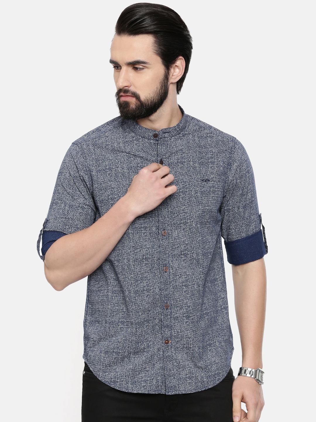 

ColorPlus Men Blue & White Slim Fit Printed Casual Shirt