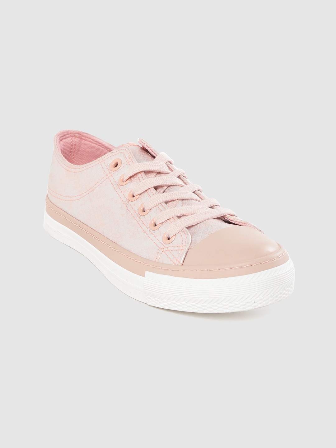 

Allen Solly Women Pink & Silver Textured Sneakers