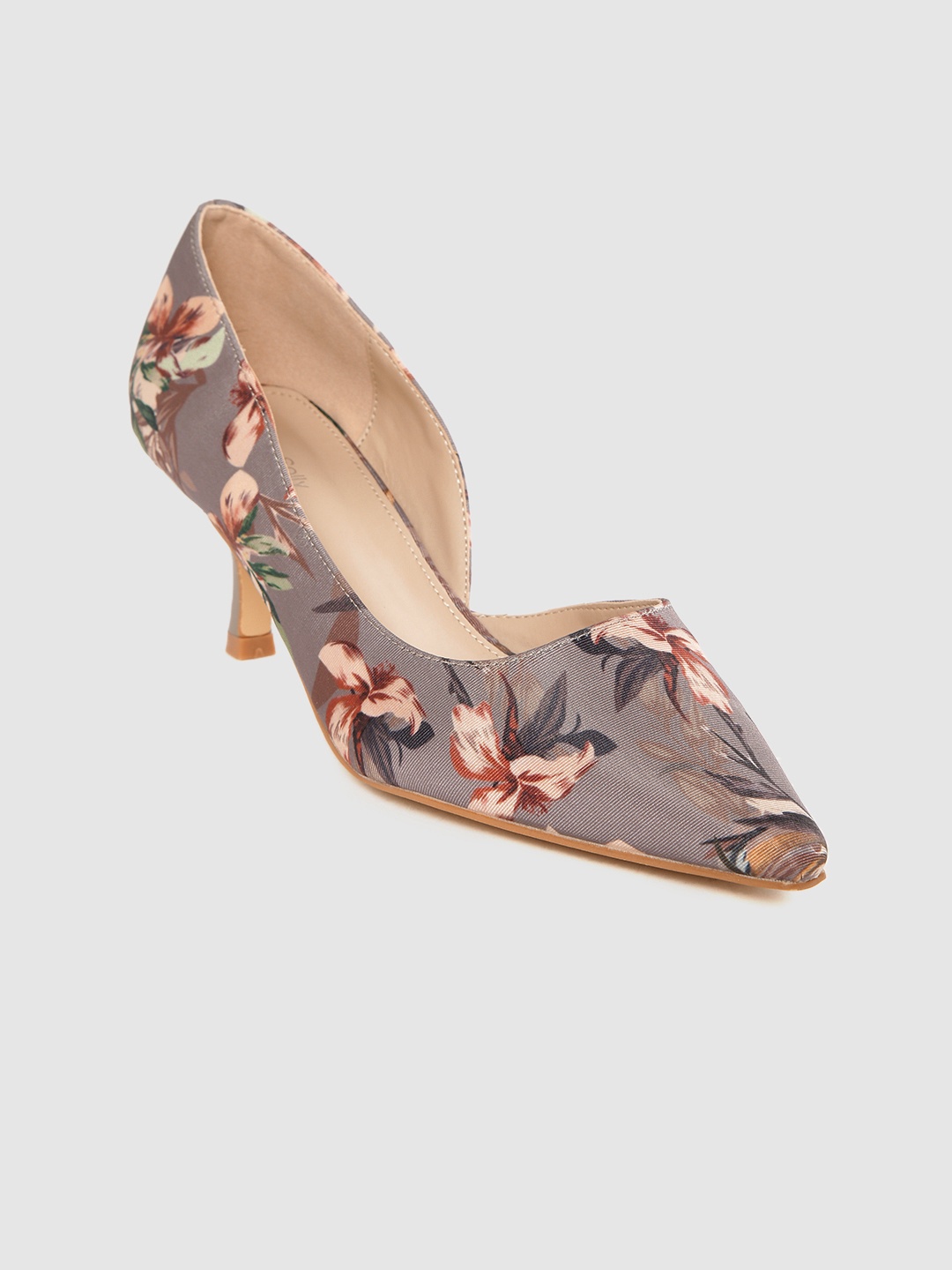 

Allen Solly Women Taupe & Peach-Coloured Floral Print Pumps