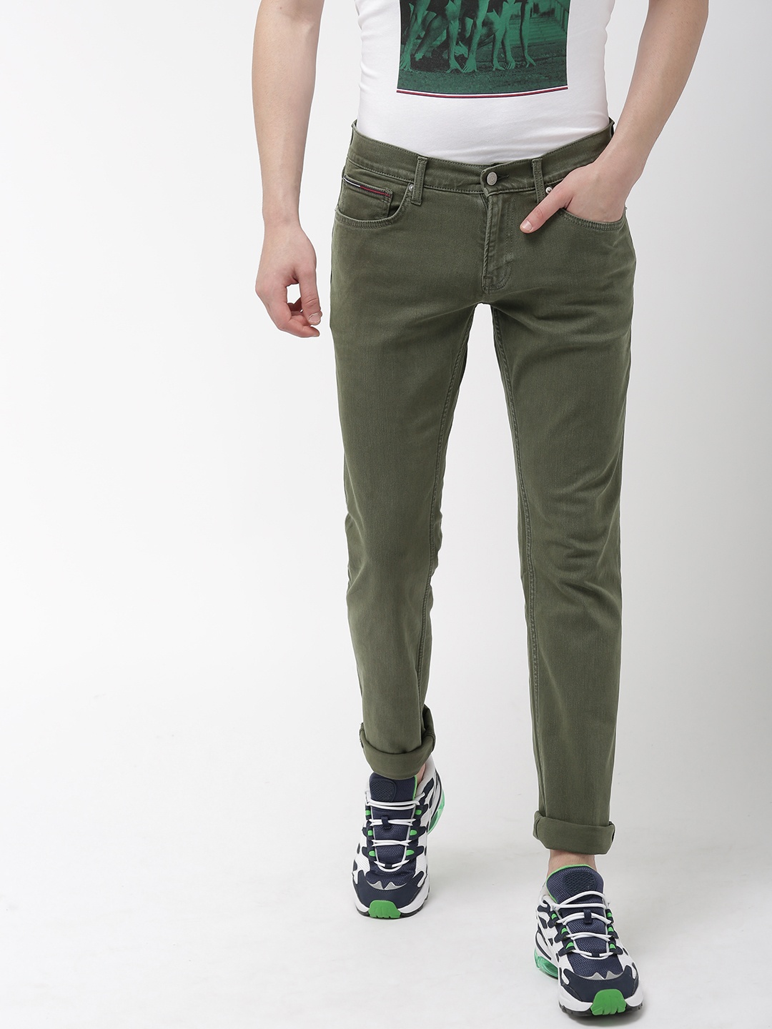 

Tommy Hilfiger Men Green Scanton Slim Fit Mid-Rise Clean Look Stretchable Jeans