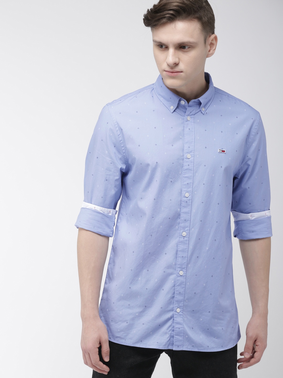 

Tommy Hilfiger Men Blue & White Slim Fit Printed Casual Shirt