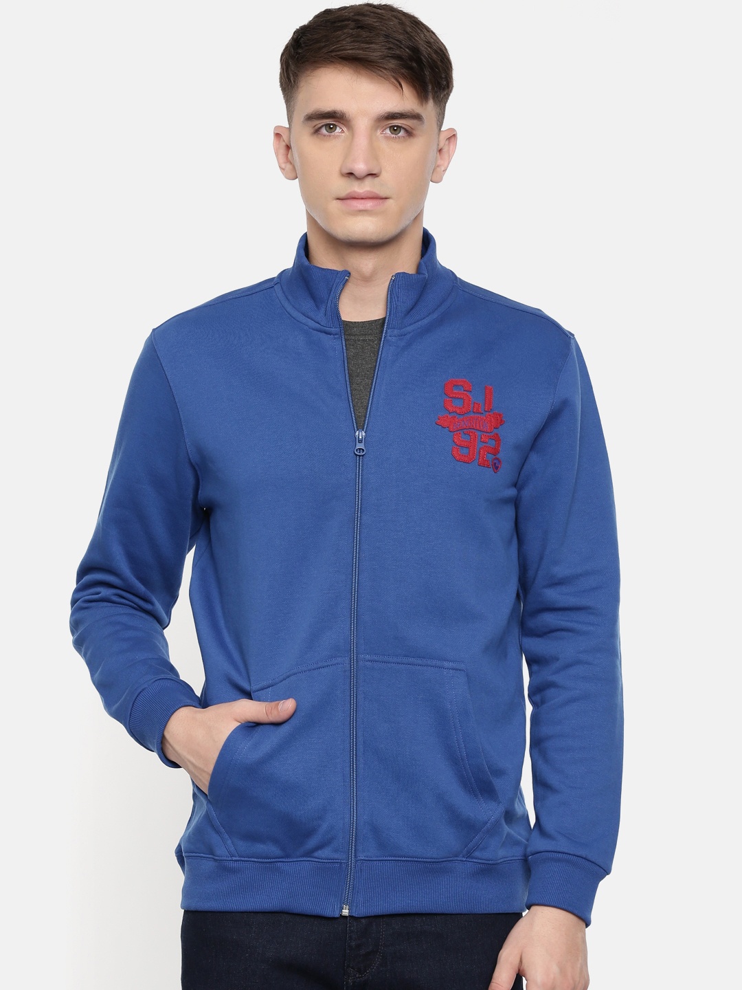 

SPYKAR Men Blue Solid Sweatshirt