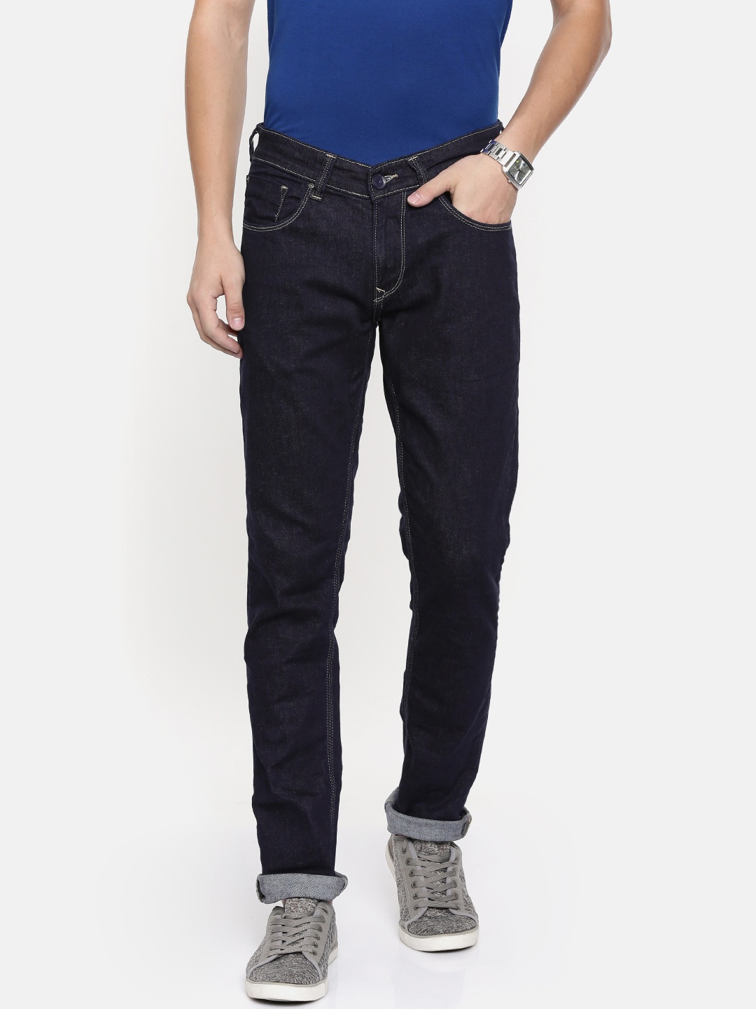 

SPYKAR Men Navy Blue Skinny Fit Low-Rise Clean Look Stretchable Jeans
