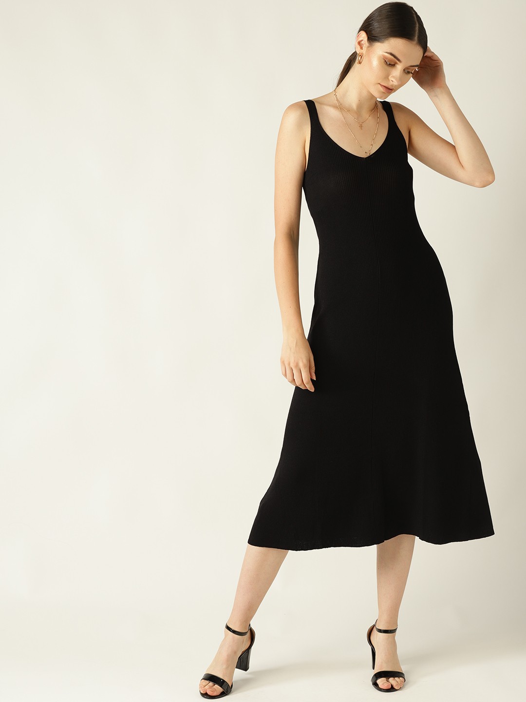 

MANGO Women Black Solid A-Line Dress
