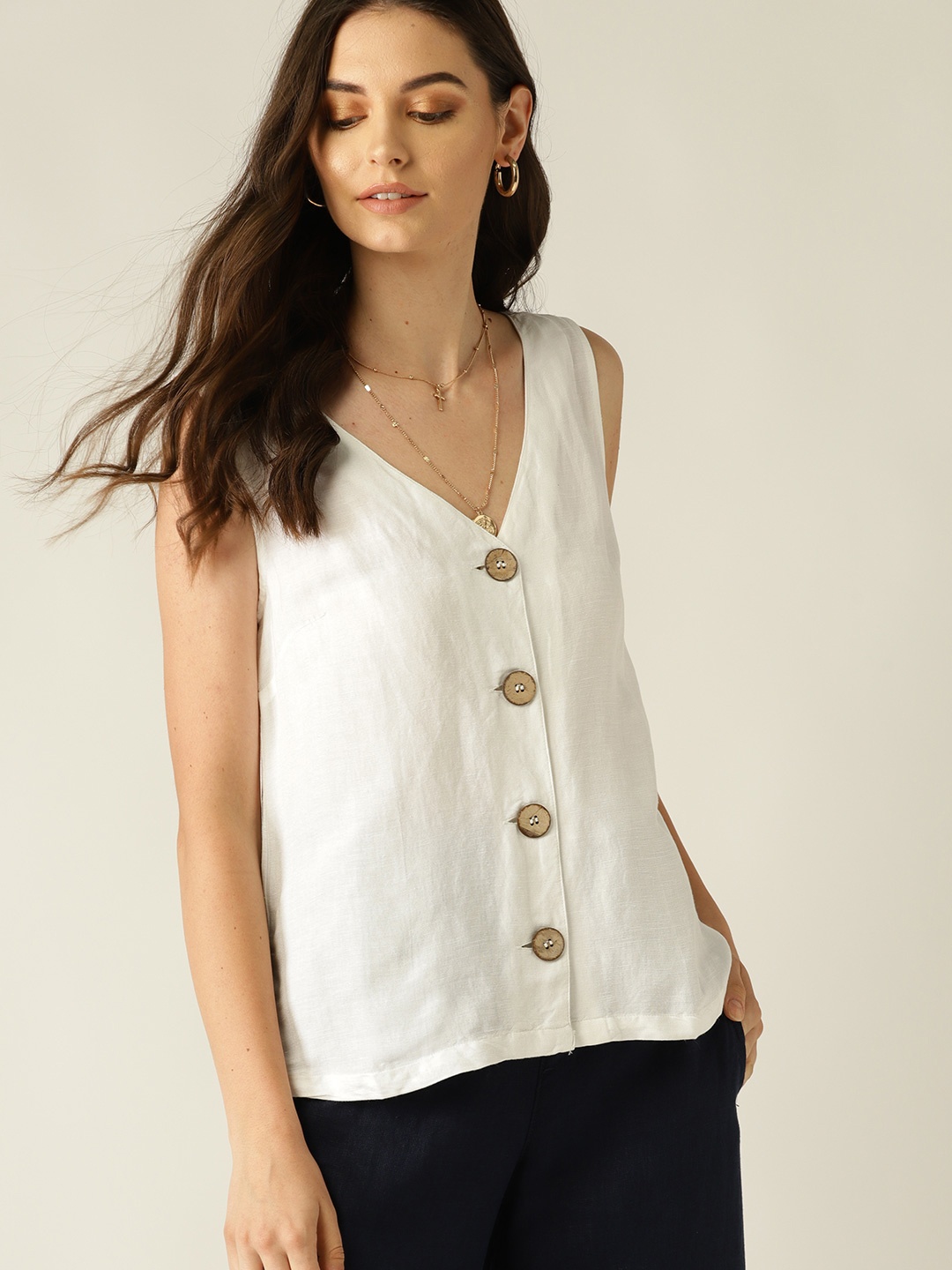 

MANGO Women White Solid Shirt Style Top