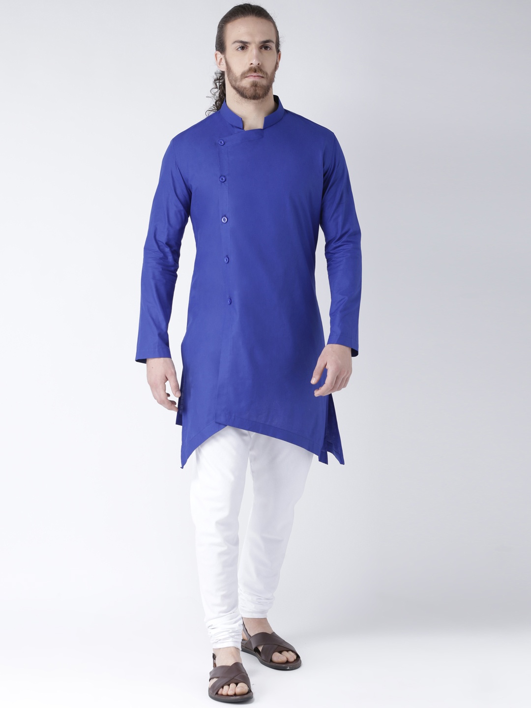 

DEYANN Men Blue Solid Straight Kurta