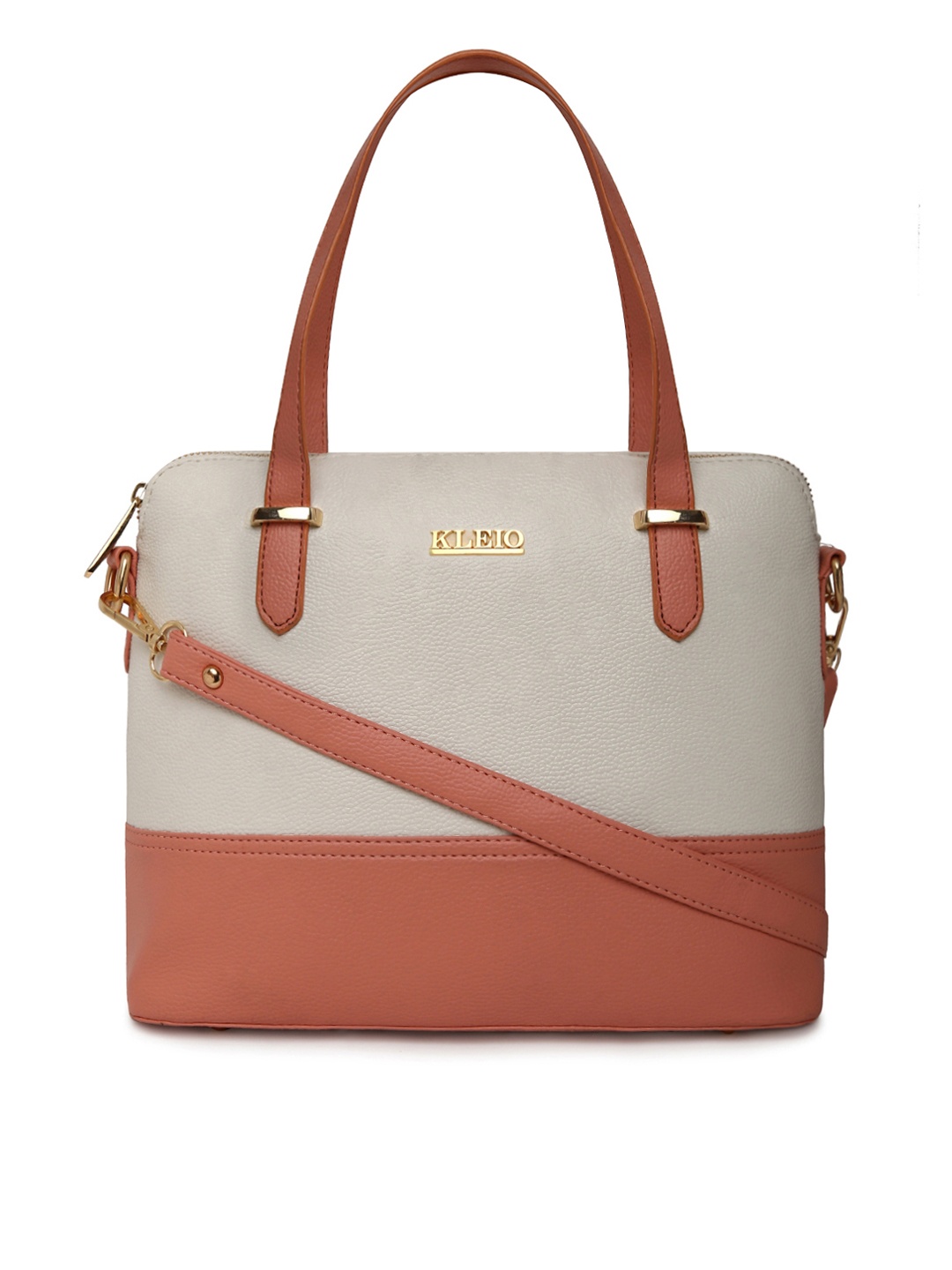 

KLEIO Colorblocked Structured Handbag, Peach