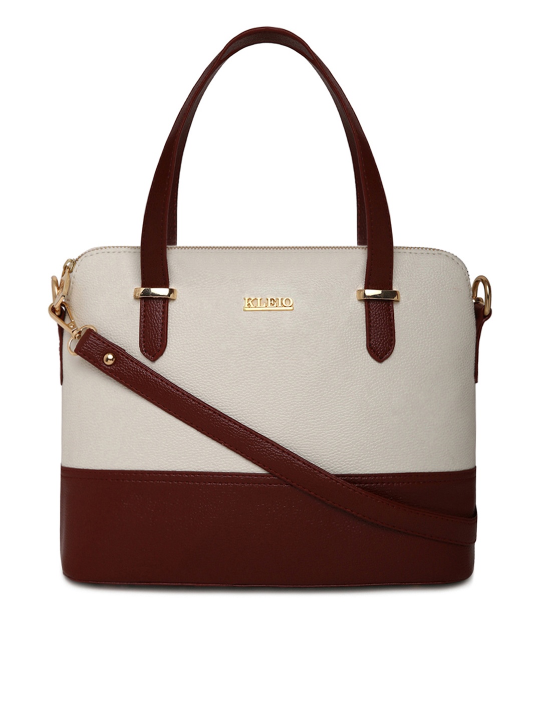 

KLEIO Women Colourblocked Structured Handheld Bag, Brown