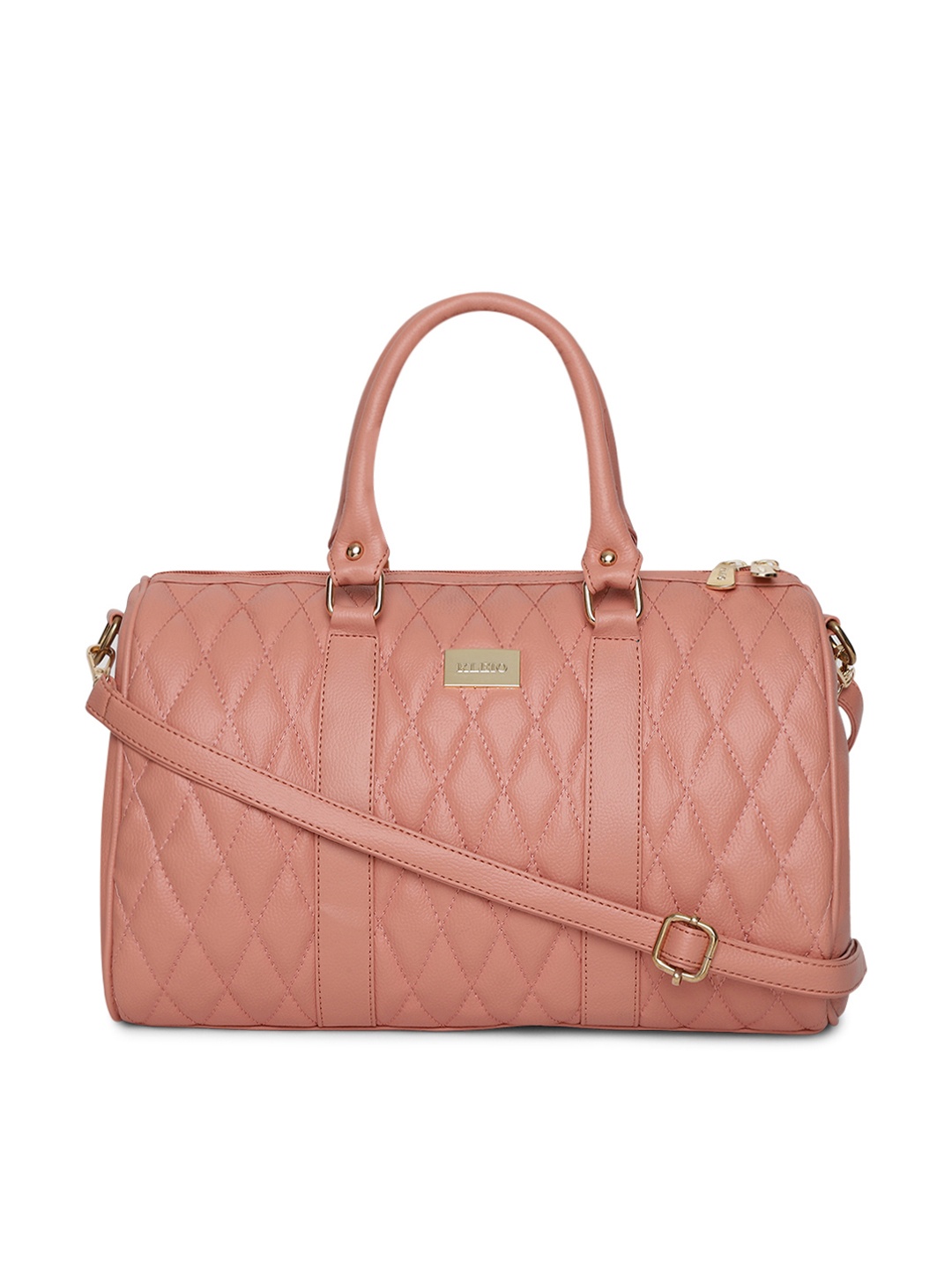 

KLEIO Quilted Tassel Detailed Spacious Handbag, Peach