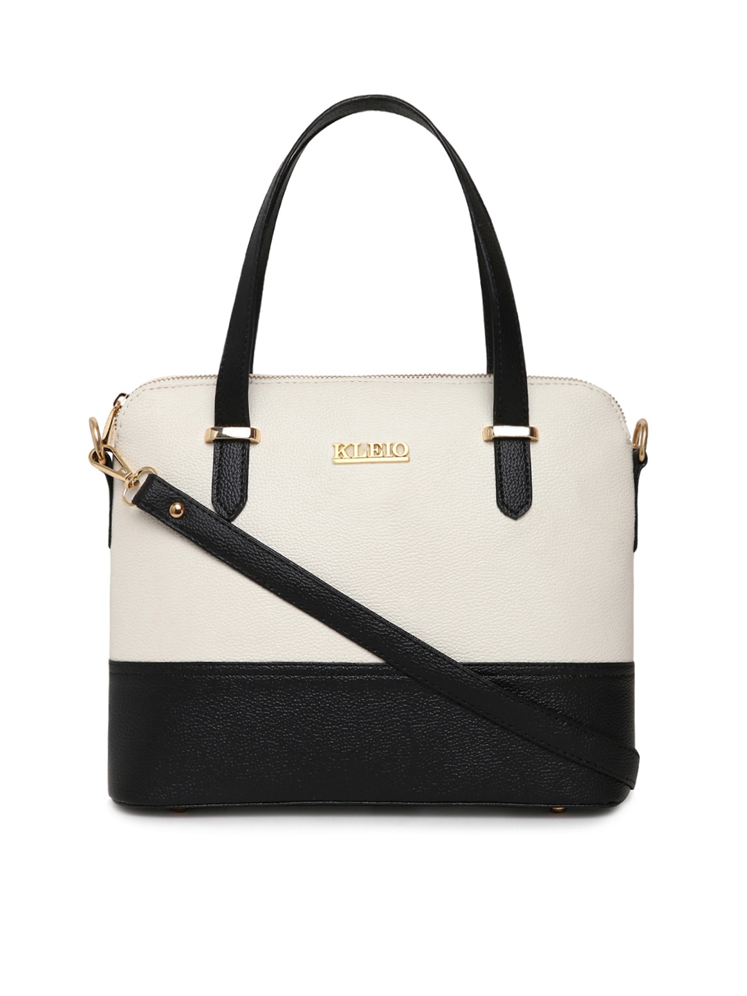 

KLEIO Colourblocked Structured Handbag, Black