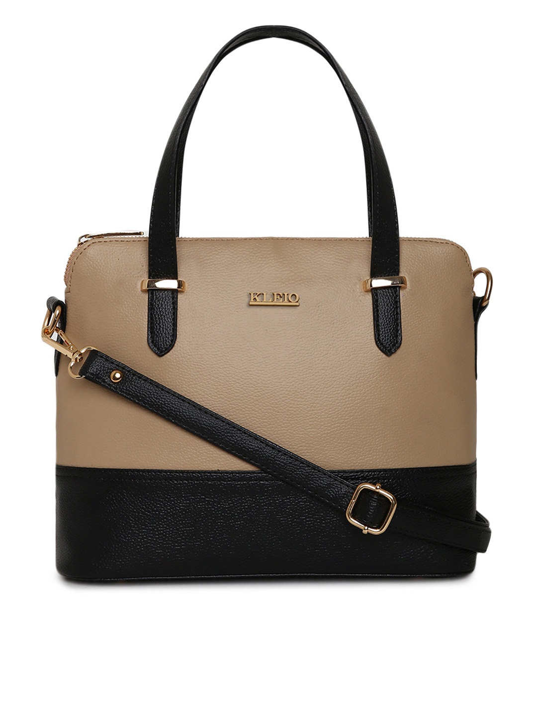 

KLEIO Colorblocked Structured Handbag, Beige