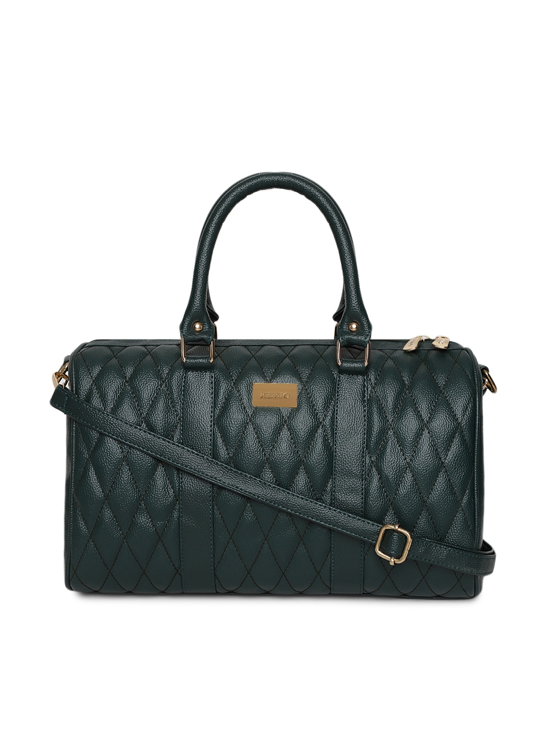 

KLEIO Women Textured Spacious Structured Handheld Bag, Green