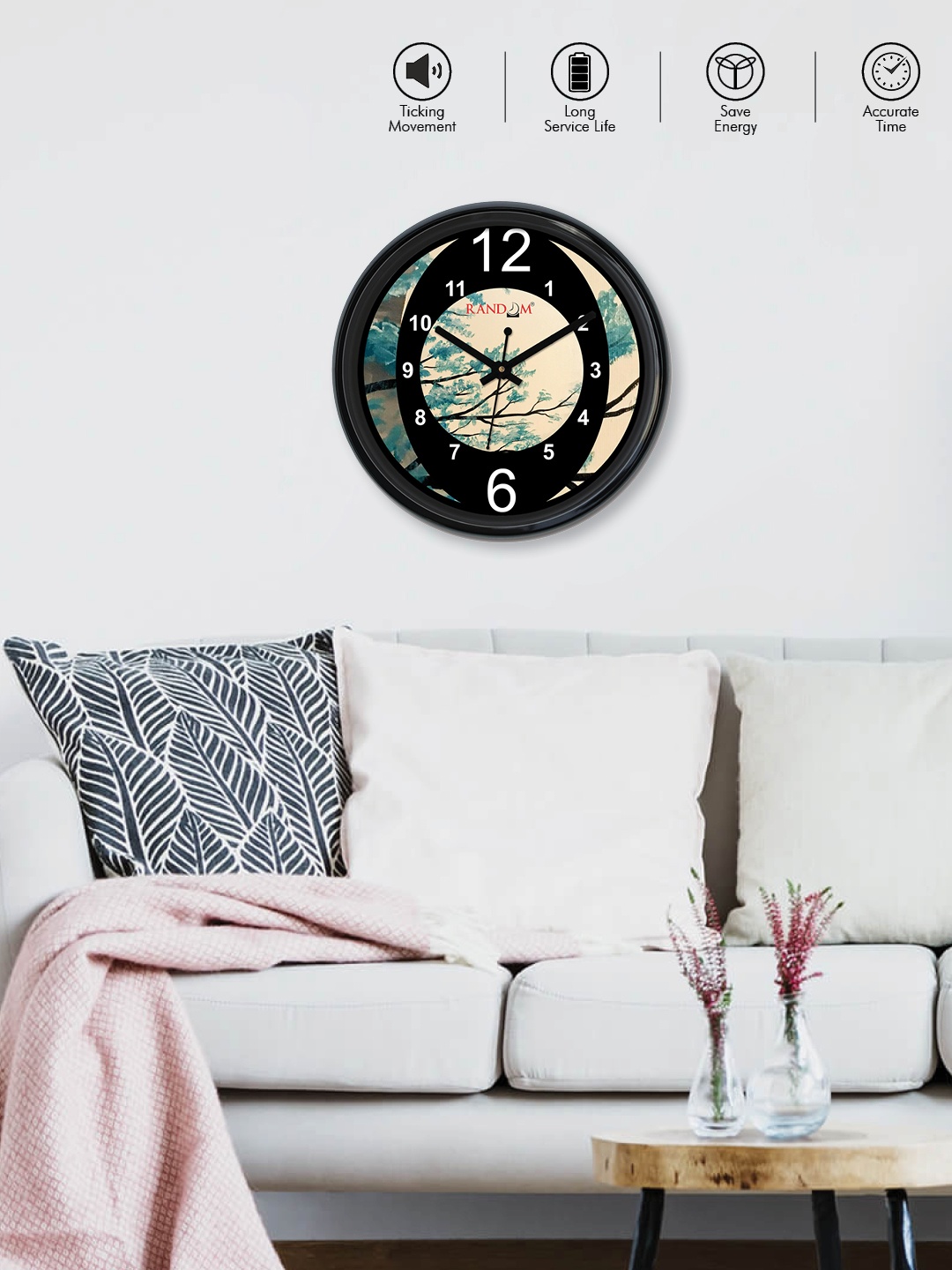 

RANDOM Black Round Printed Analogue Wall Clock