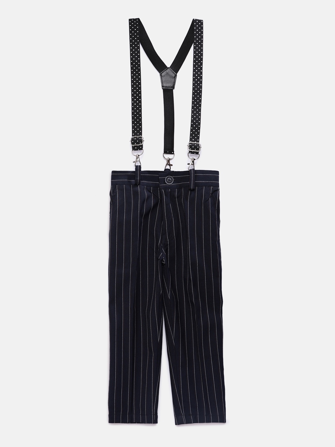 

RIKIDOOS Boys Black Regular Fit Striped Regular Trousers