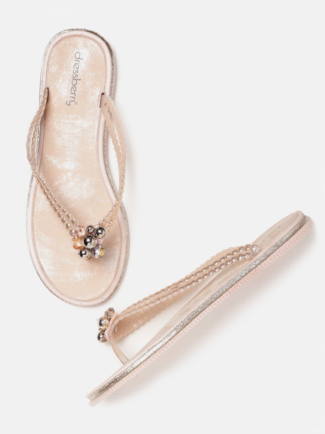 

DressBerry Women Pink Embellished Open Toe Flats