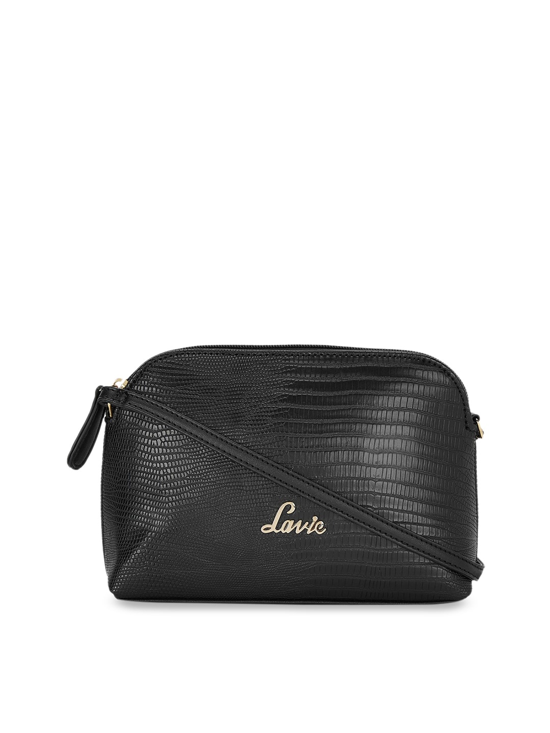 

Lavie Mortiz Csb Black Textured Structured Sling Bag