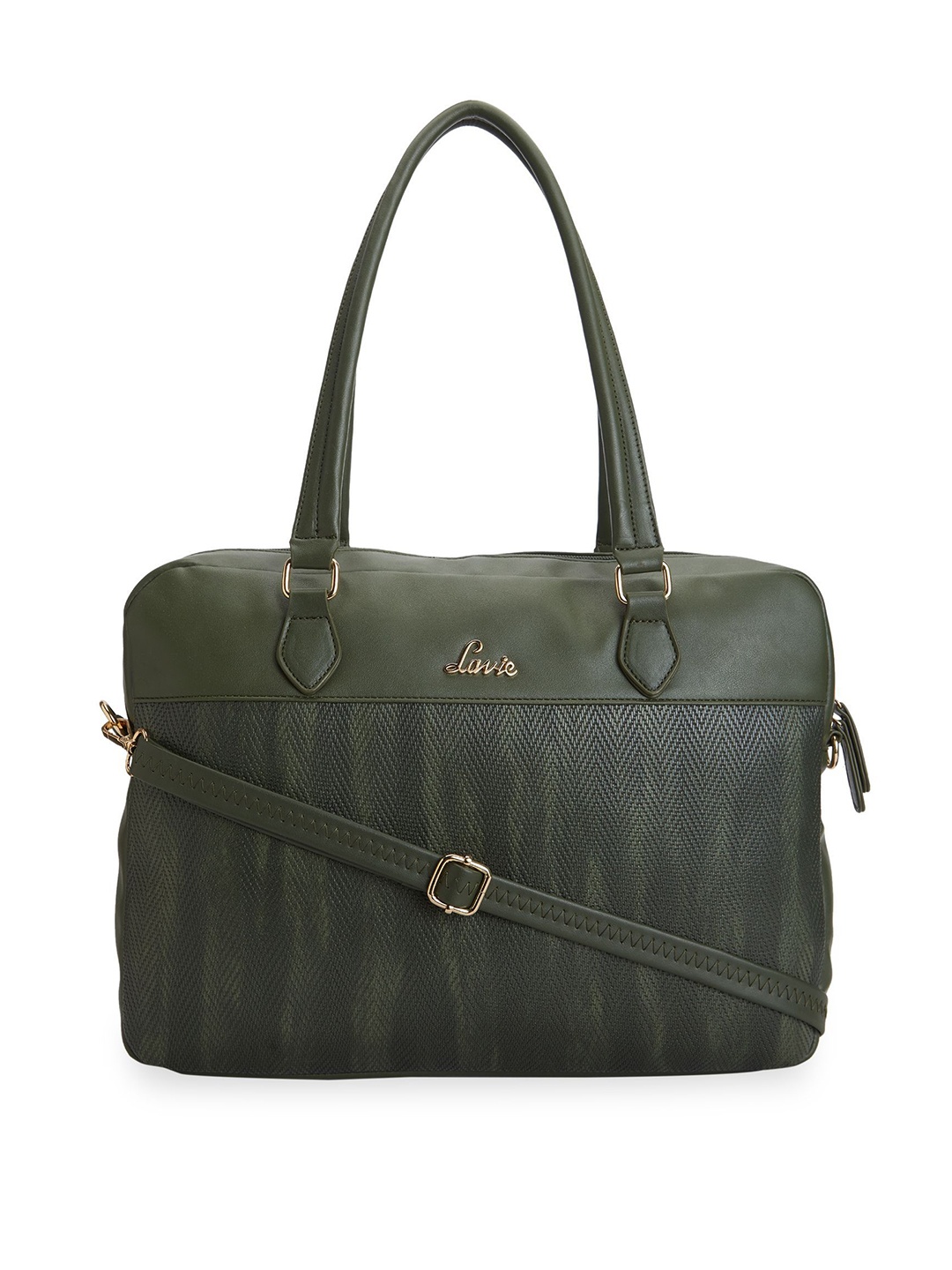 

Lavie Olive Green Textured Handheld Bag
