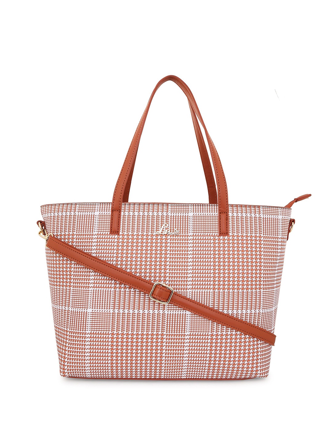 

Lavie Women Brown & White Checked Shoulder Bag