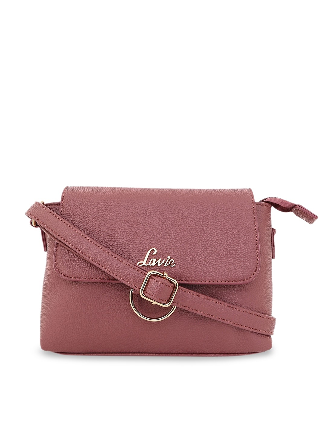 

Lavie Denali Mauve Pink Solid Ring Flap Sling Bag