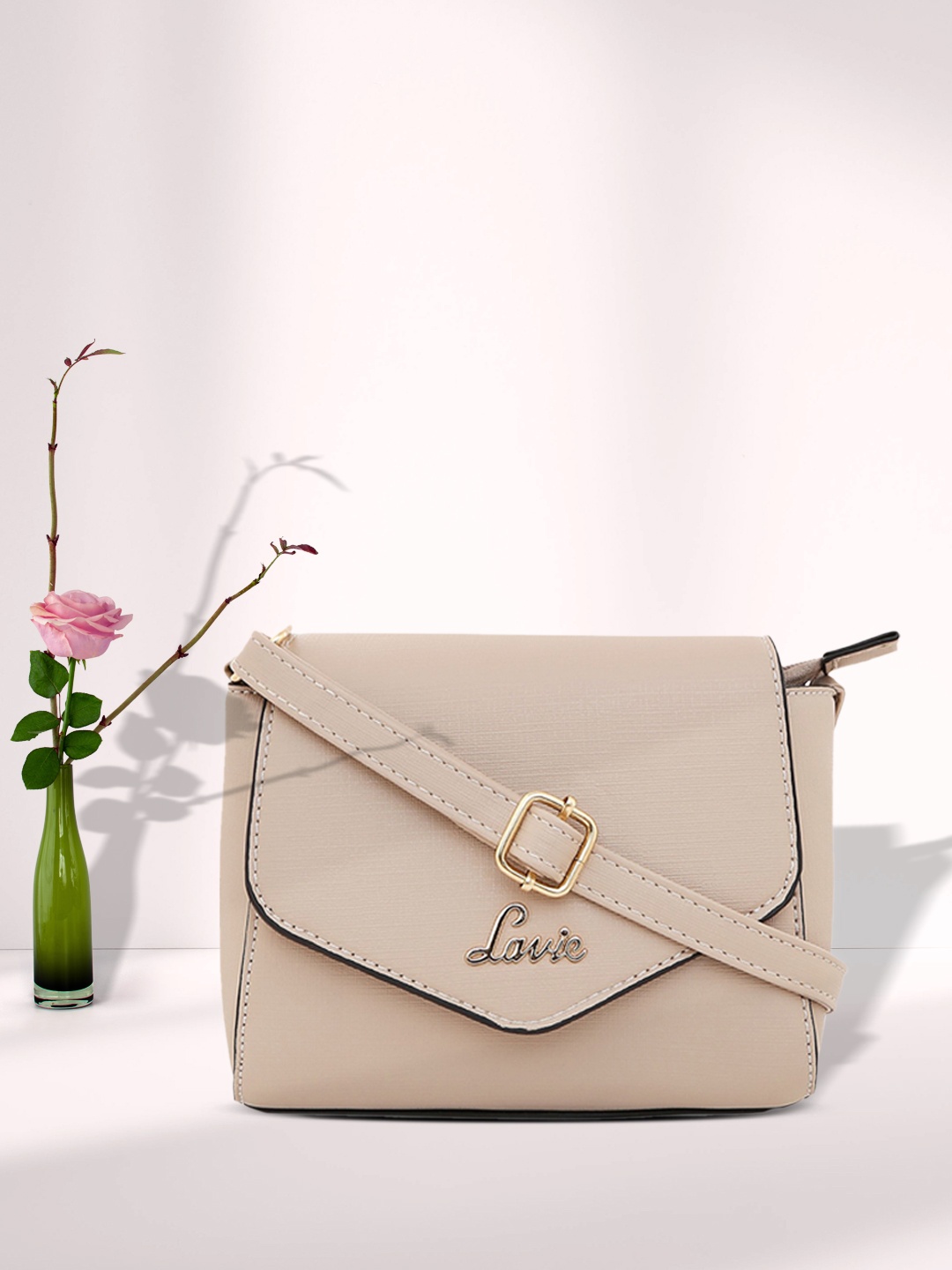 

Lavie Denali V Beige Solid Flap Sling Bag