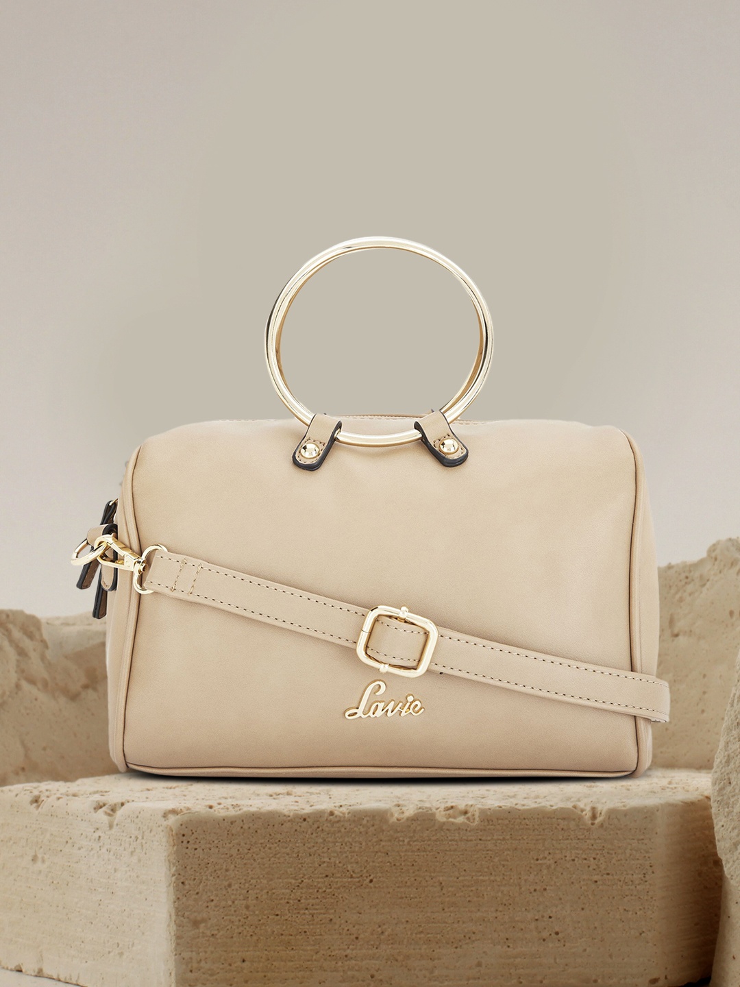 

Lavie Vonnegut Beige Solid Handheld Box Bag