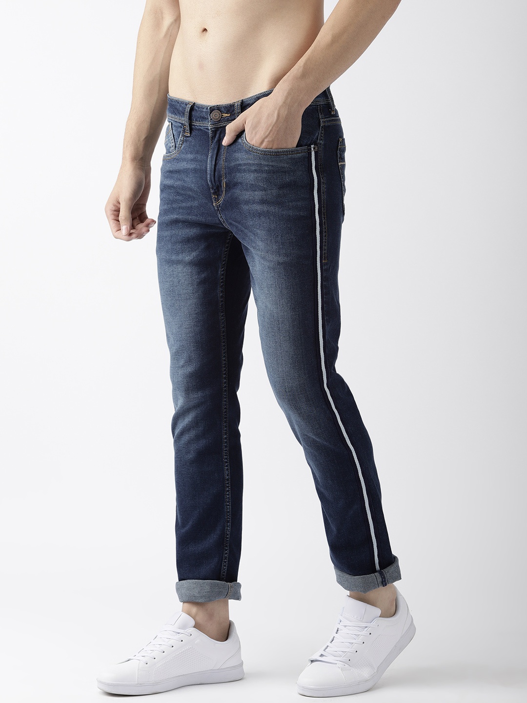 

Flying Machine Men Blue Michael Slim Tapered Fit Mid-Rise Clean Look Stretchable Jeans