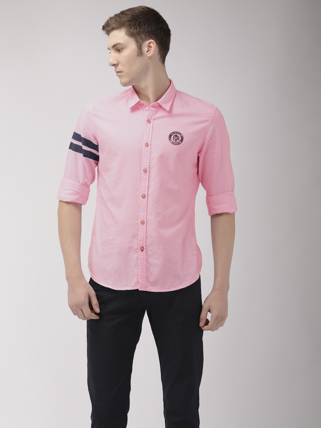 

Flying Machine Men Pink Slim Fit Solid Casual Shirt
