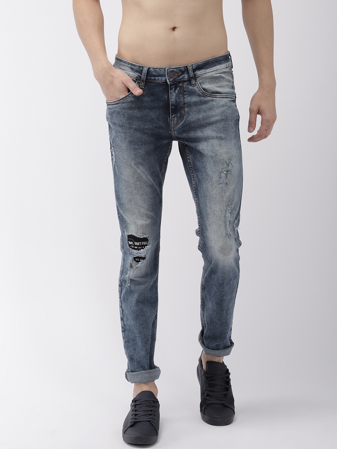 

Flying Machine Men Blue Jackson Skinny Fit Low-Rise Mildly Distressed Stretchable Jeans