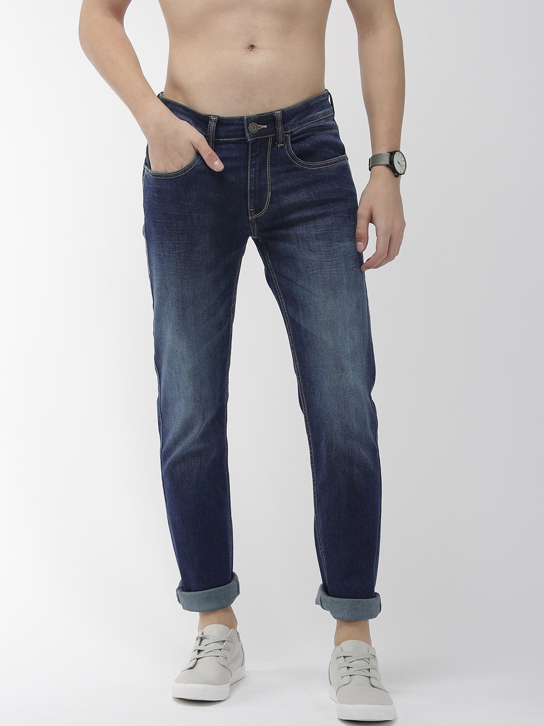 

Flying Machine Men Blue Michael Slim Tapered Fit Mid-Rise Clean Look Stretchable Jeans