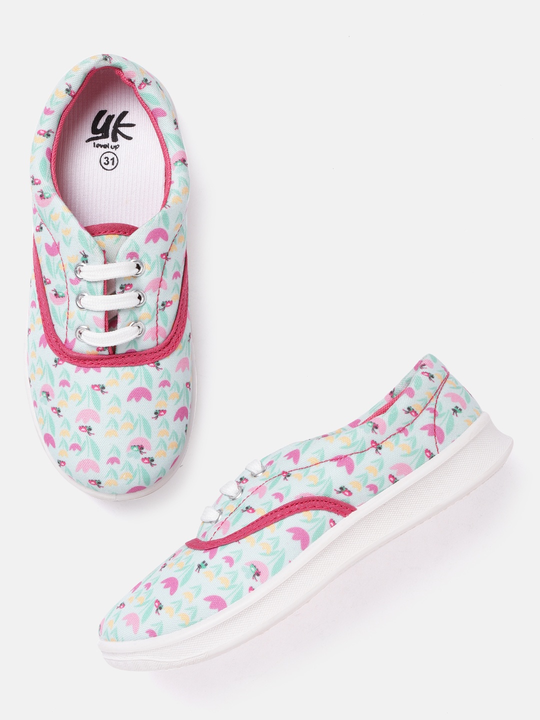 

YK Girls Green Printed Sneakers