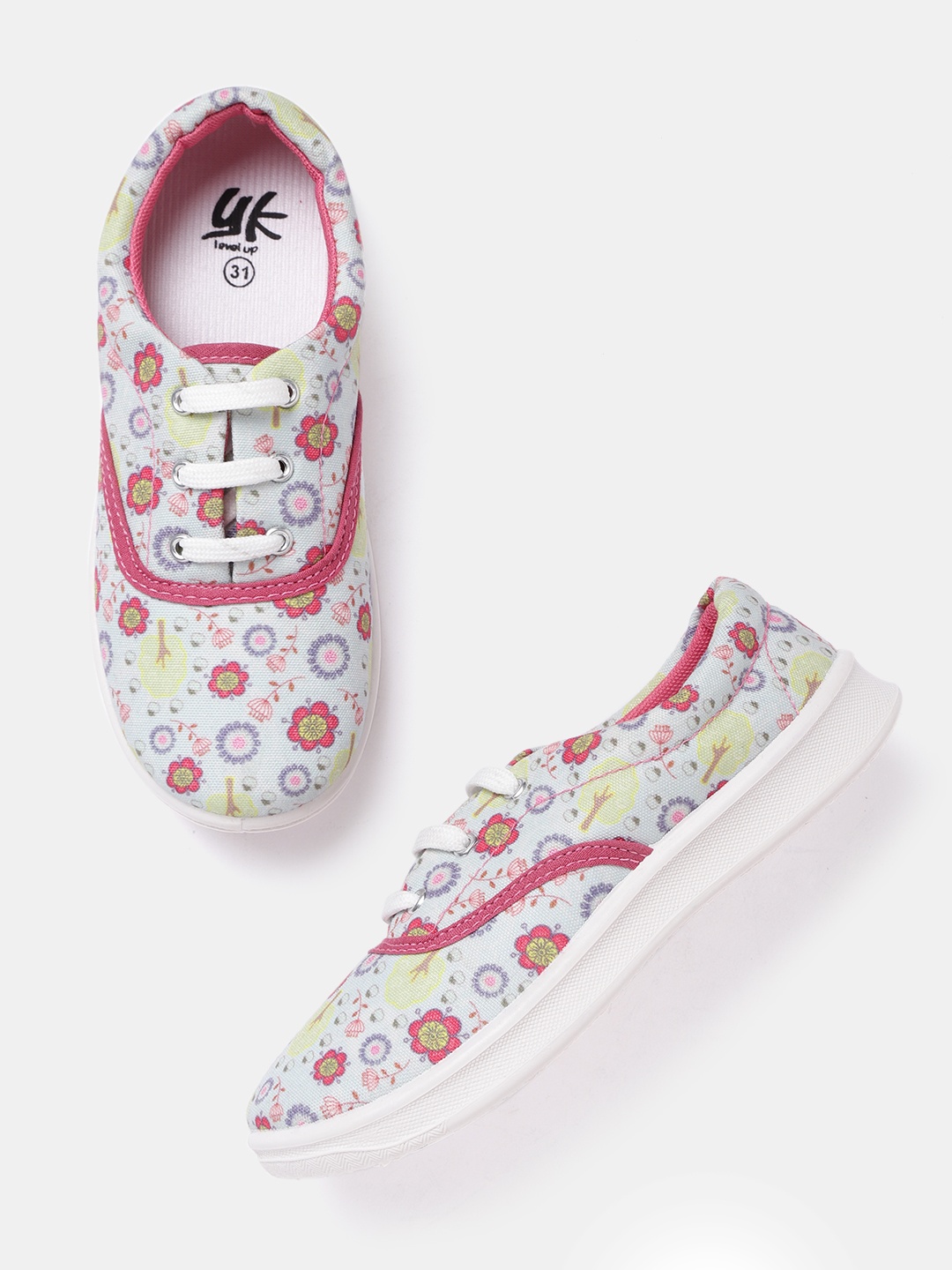 

YK Girls Blue & Green Printed Sneakers