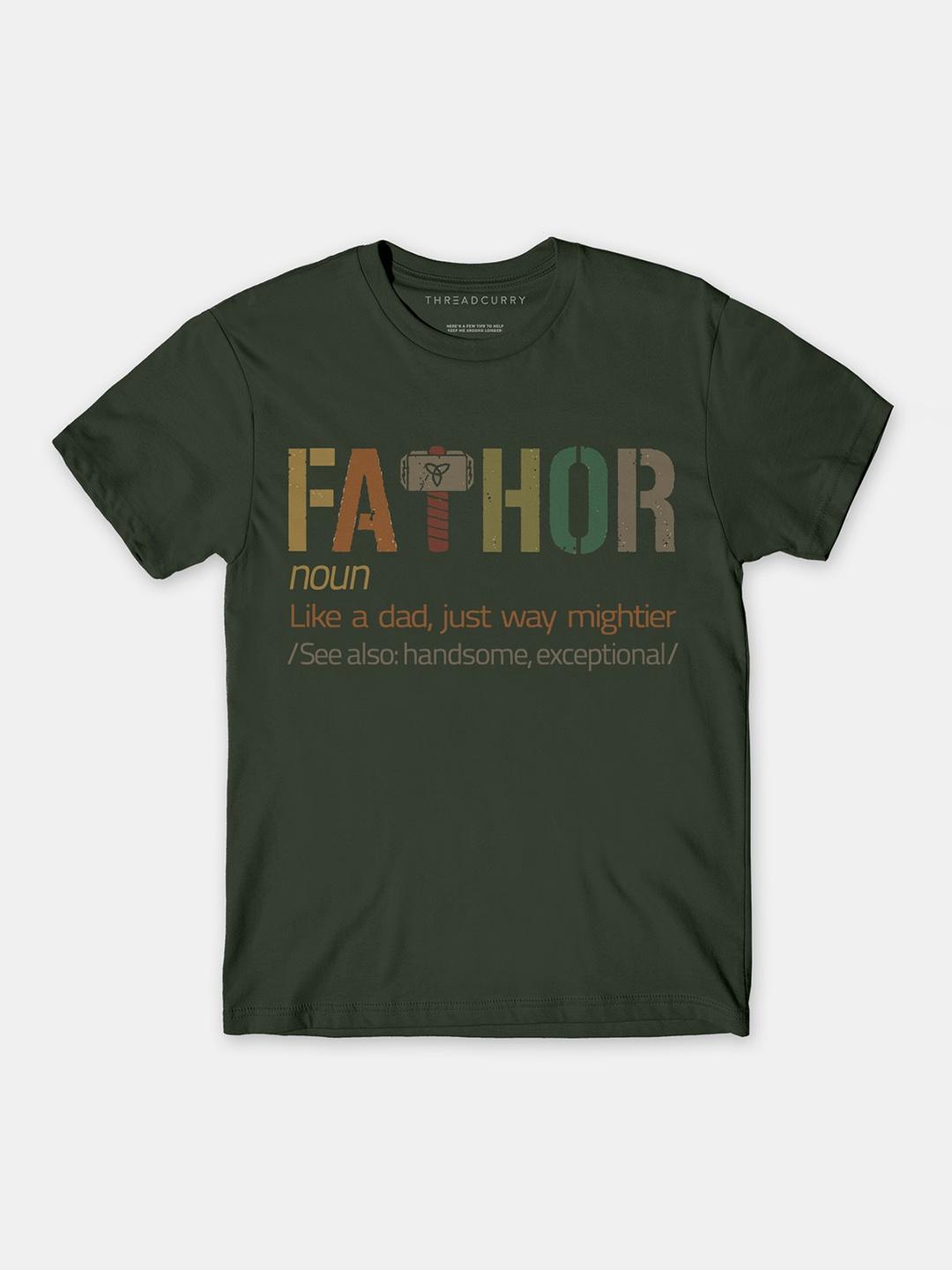 

THREADCURRY Boys Olive Green Comic Print Tshirt