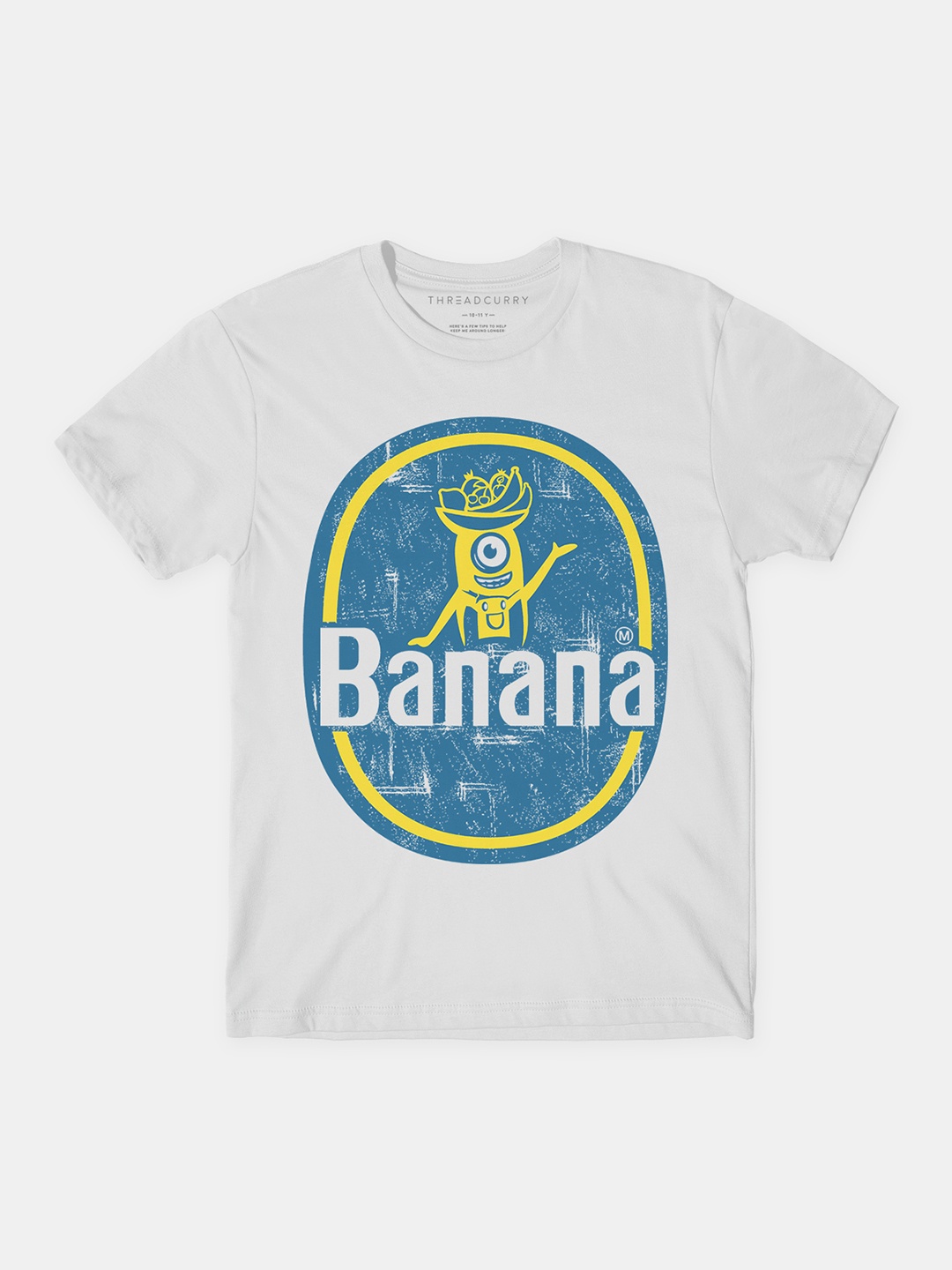 

THREADCURRY Boys White & Blue Printed T-shirt