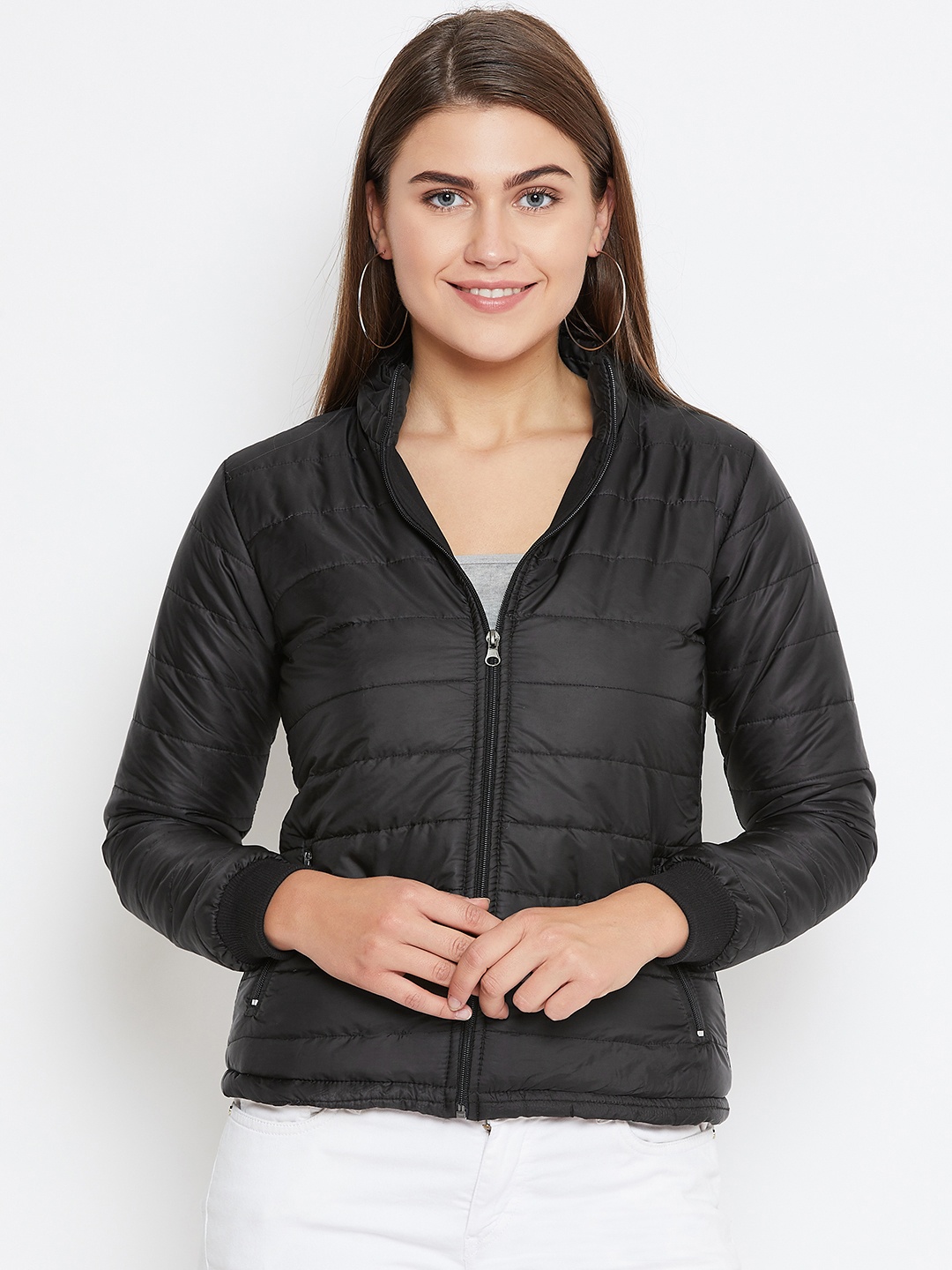 

Belle Fille Women Black Solid Insulator Quilted Jacket