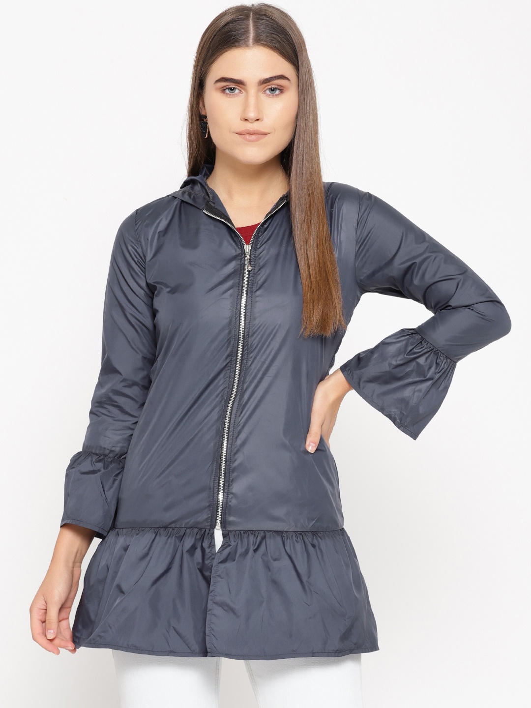 

Belle Fille Women Navy Blue Solid Lightweight Tailored Jacket