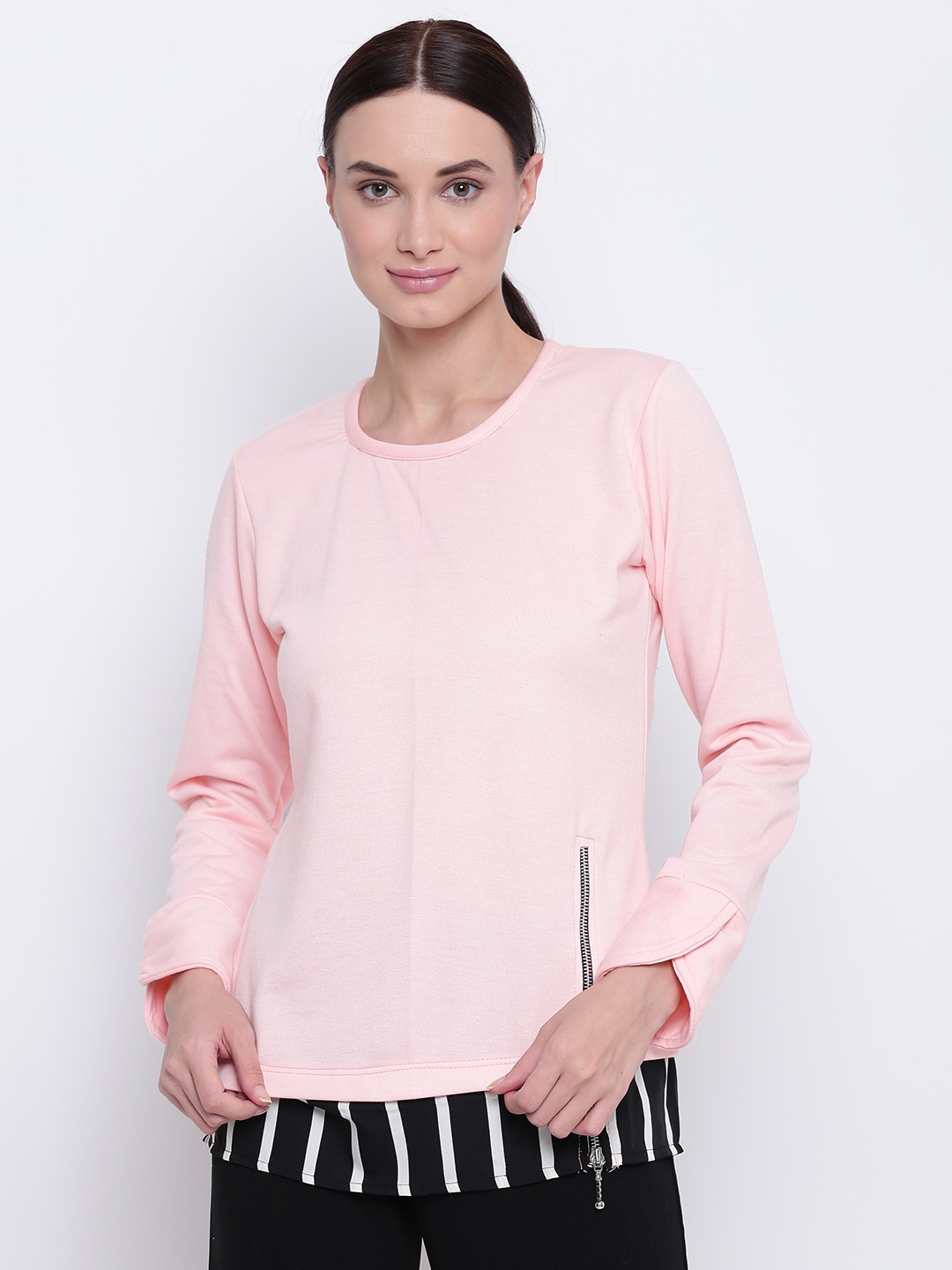 

Belle Fille Women Pink Solid Winter Top