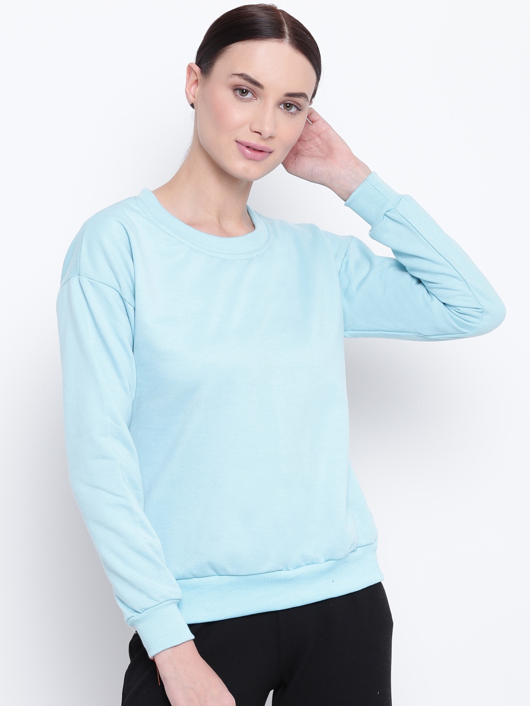 

Belle Fille Women Blue Solid Sweatshirt