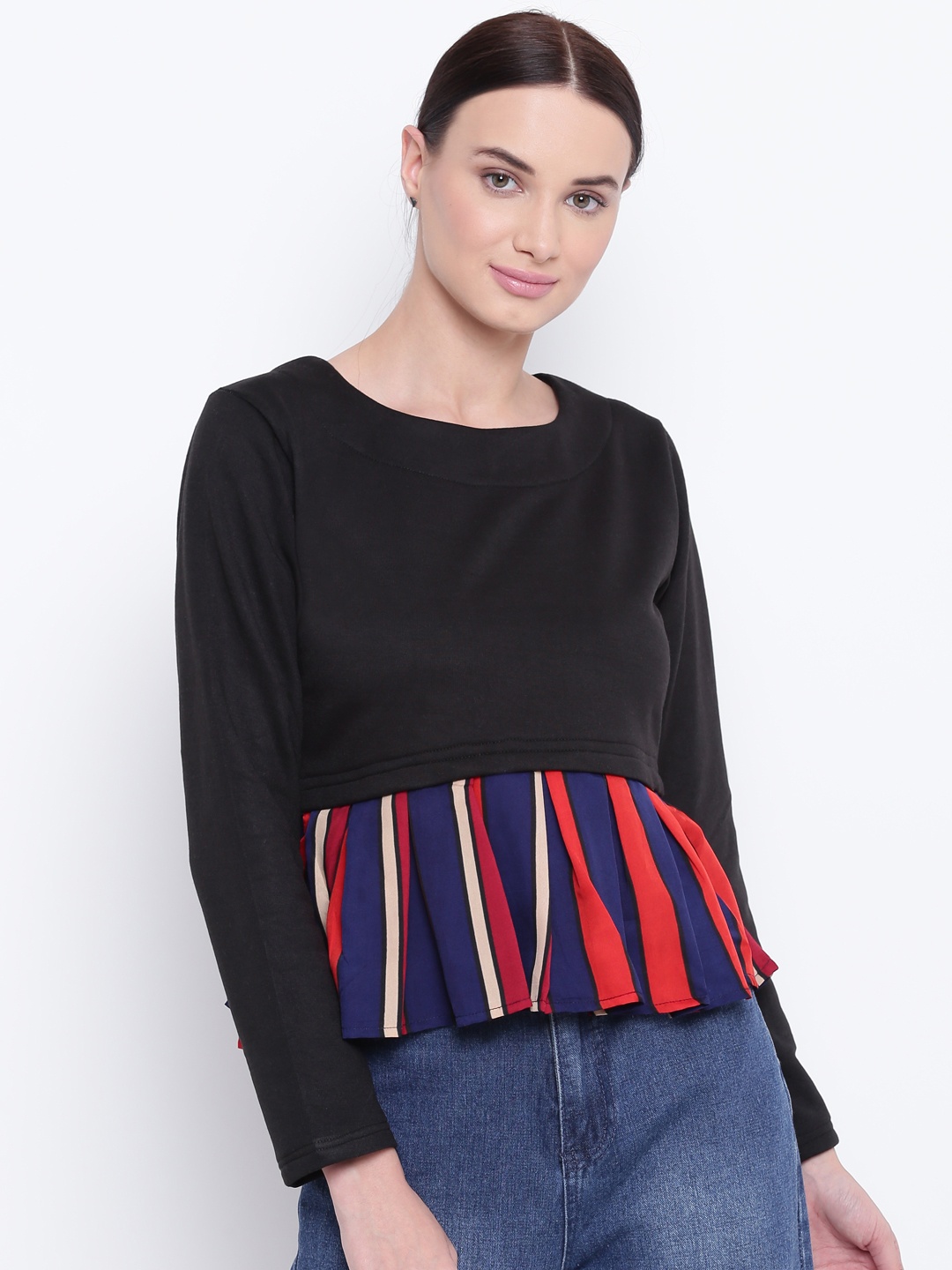 

Belle Fille Women Black Solid A-Line Winter Top
