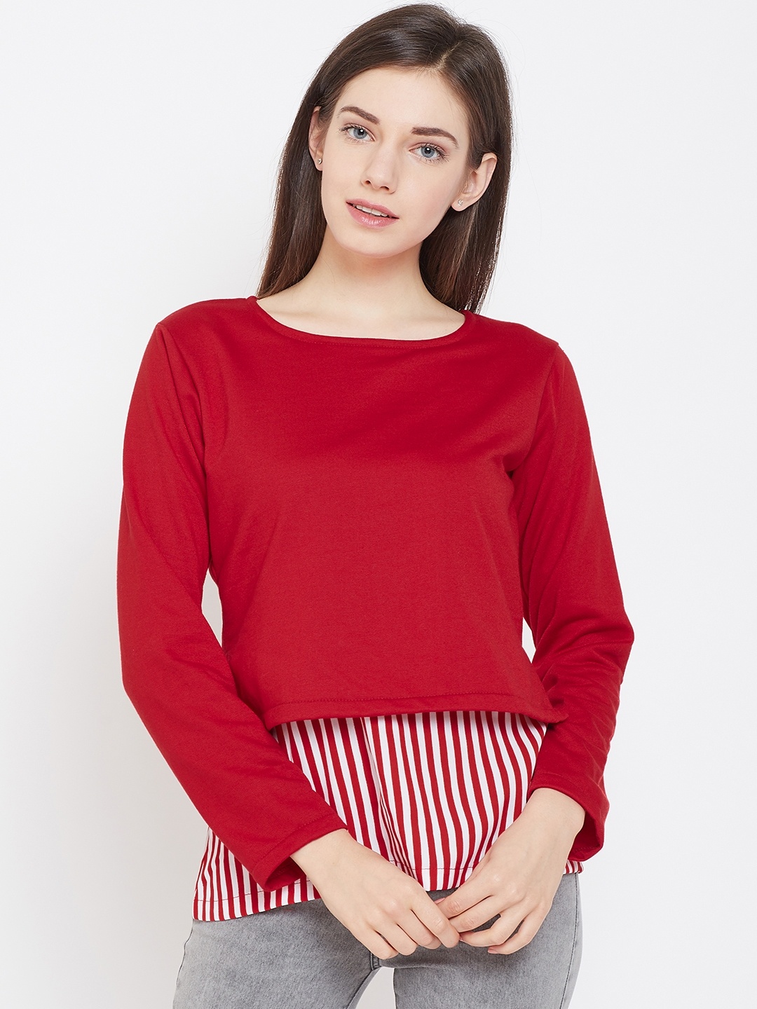 

Belle Fille Women Red Solid Layered Top