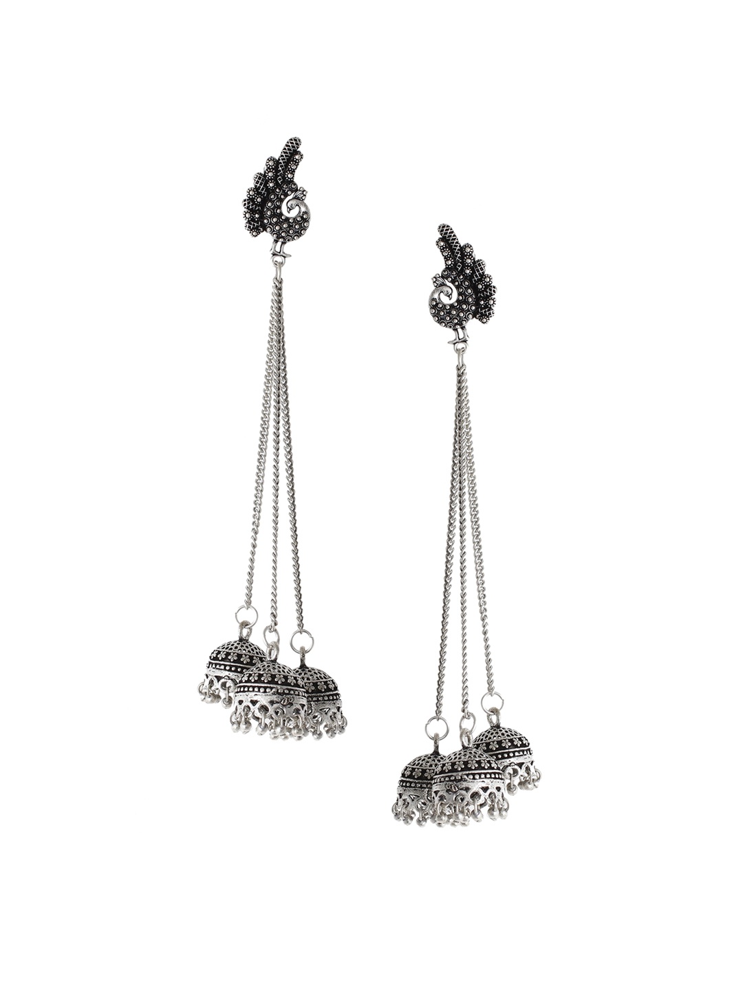 

Silvermerc Designs Silver-Toned & Grey Classic Drop Earrings