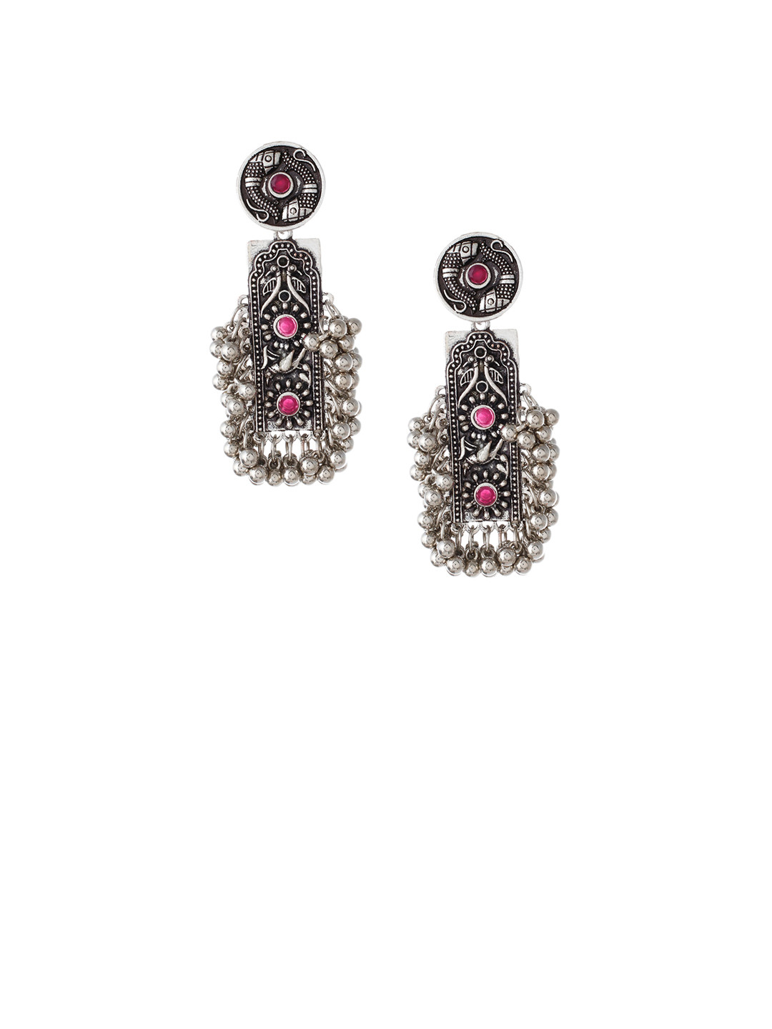 

Silvermerc Designs Silver-Toned Floral Drop Earrings